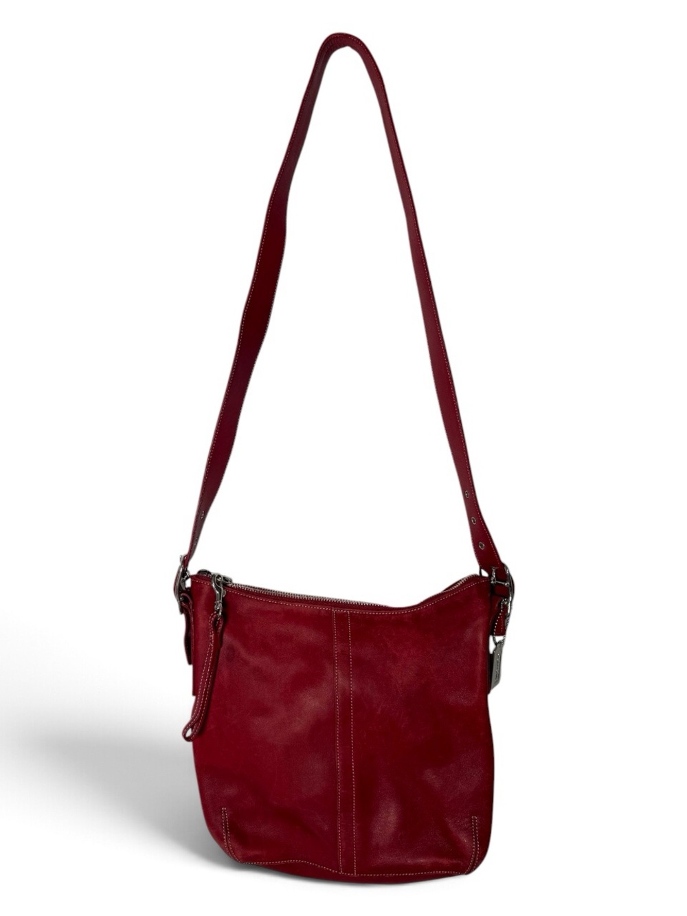 Vintage Coach Red Leather Legacy Slim Duffle Shoulder Bag